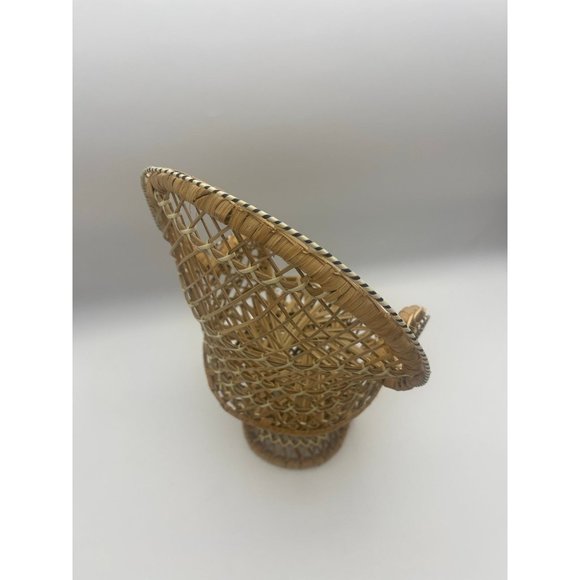 Vintage Boho Large Peacock Wicker Plant Stand Doll Chair Home Decor - Picture 12 of 12